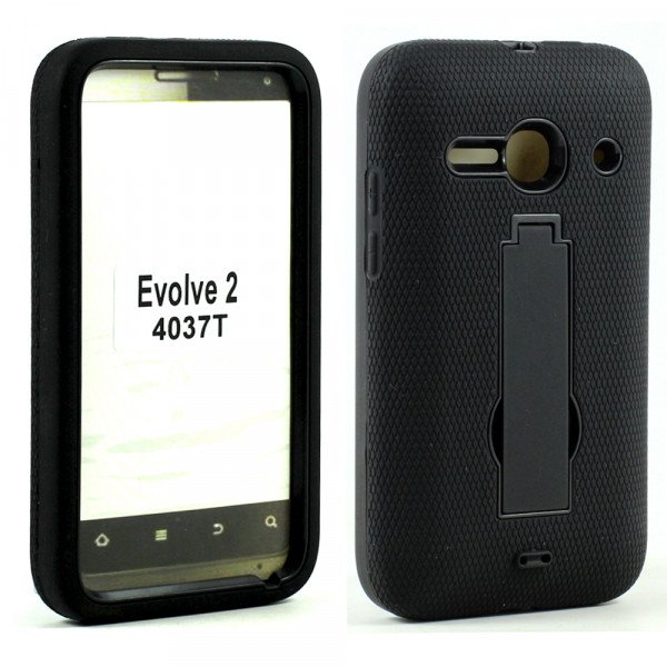 Wholesale Alcatel One Touch Evolve 2 4037T Armor Hybrid Stand Case (Black)